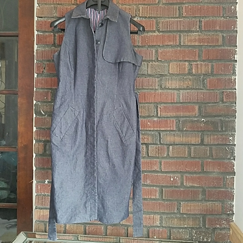 Jean Dress with Stripes Lining